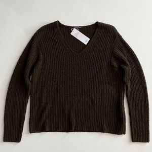 Eileen Fisher Sweater Wren Cotton Fluff V Neck Knit Large - see measurements